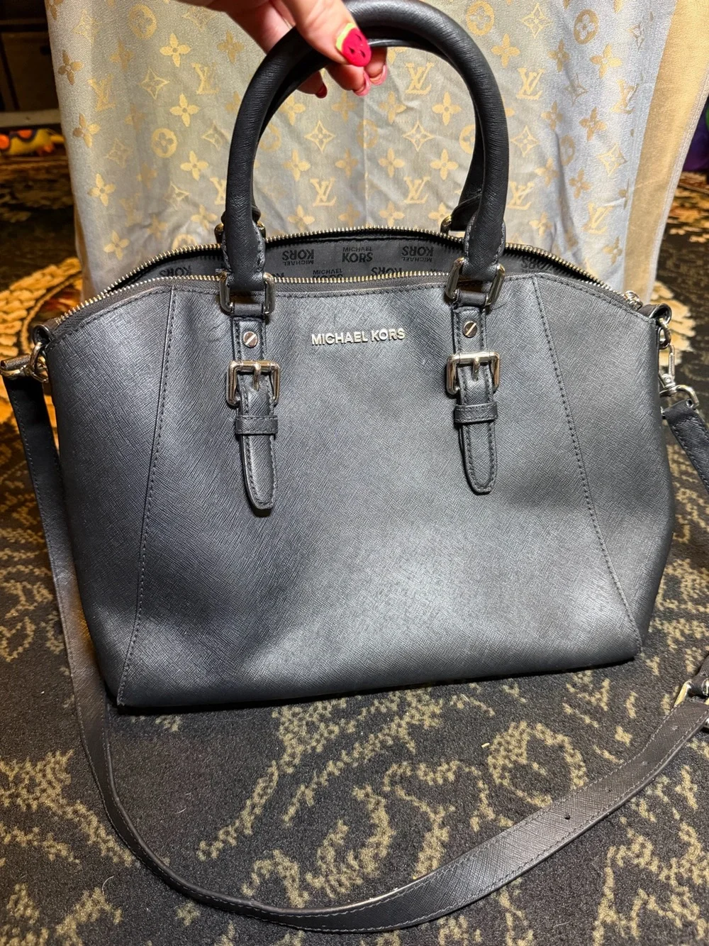 Michael Kors Black Leather Dome Satchel - Versatile Women's tote purse